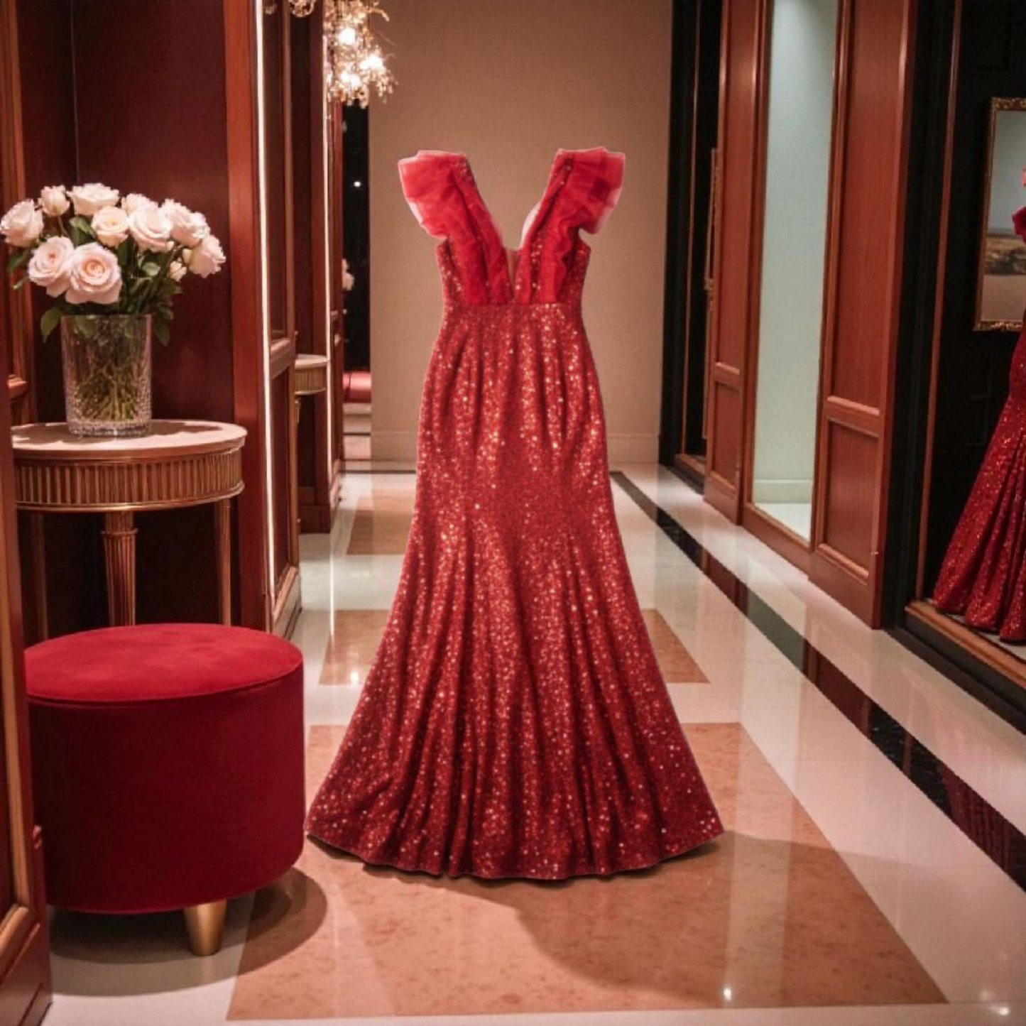 Robe Amour vrai rouge - Manche volant