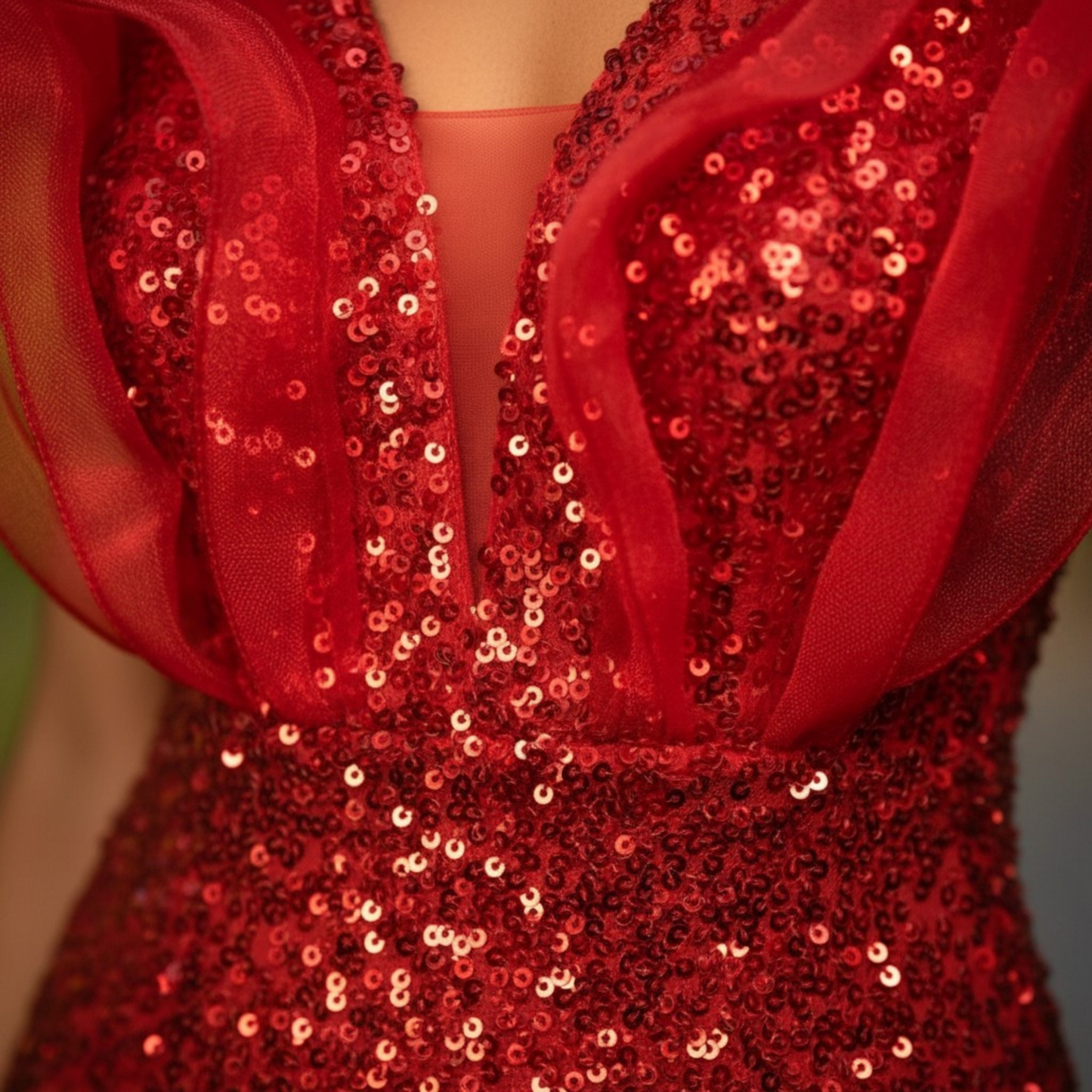 Robe LUCIANA rouge à sequins