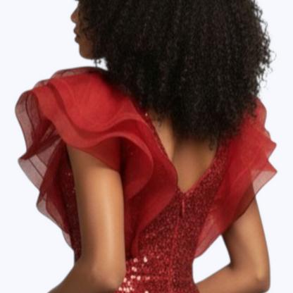 Robe LUCIANA rouge à sequins