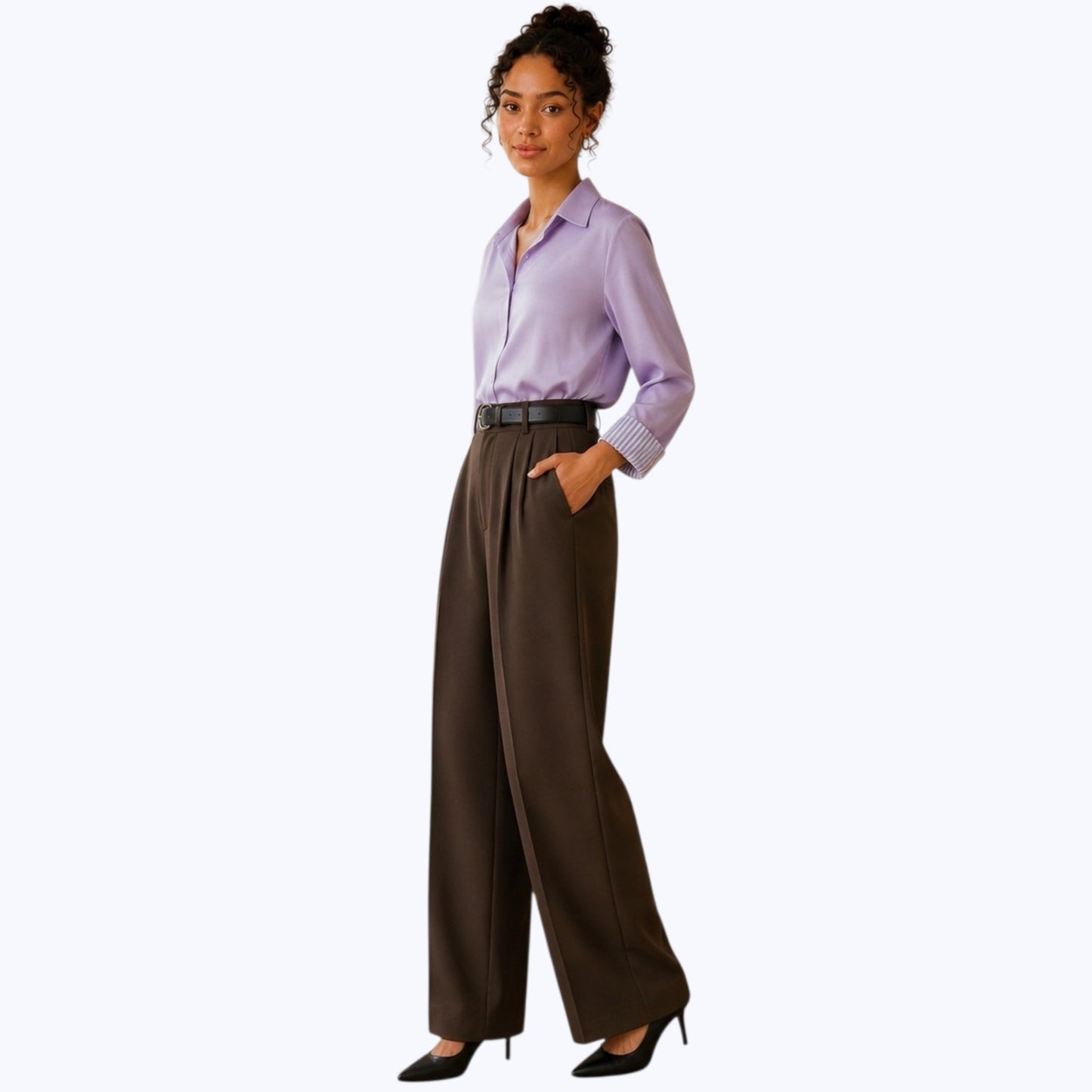 Pantalon LUNA Choco - Taille haute
