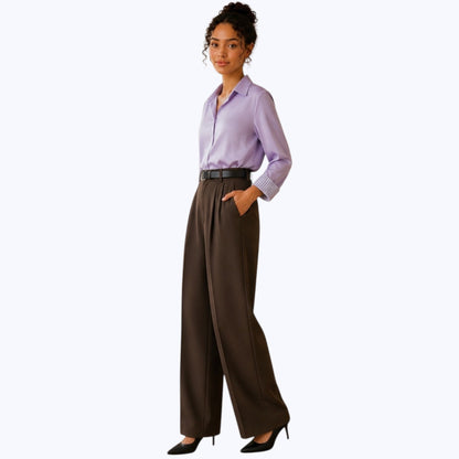 Pantalon LUNA Choco - Taille haute