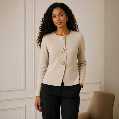 Cardigan GRÂCE beige - Boutons Dorés