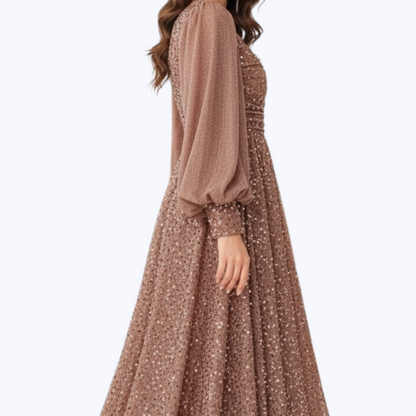 Robe FAVEUR Taupe rosé à sequins