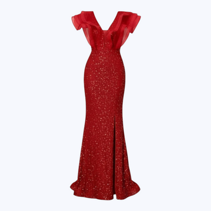 Robe LUCIANA rouge à sequins
