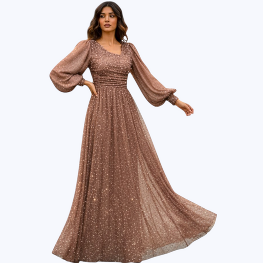 Robe FAVEUR Taupe rosé à sequins