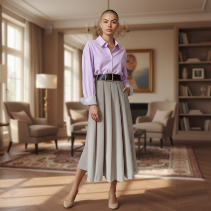 Chemisier Compassion Parme - Coupe droite - manches avec fine rayure élégant