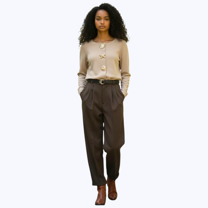 Cardigan Grâce beige - Boutons Dorés