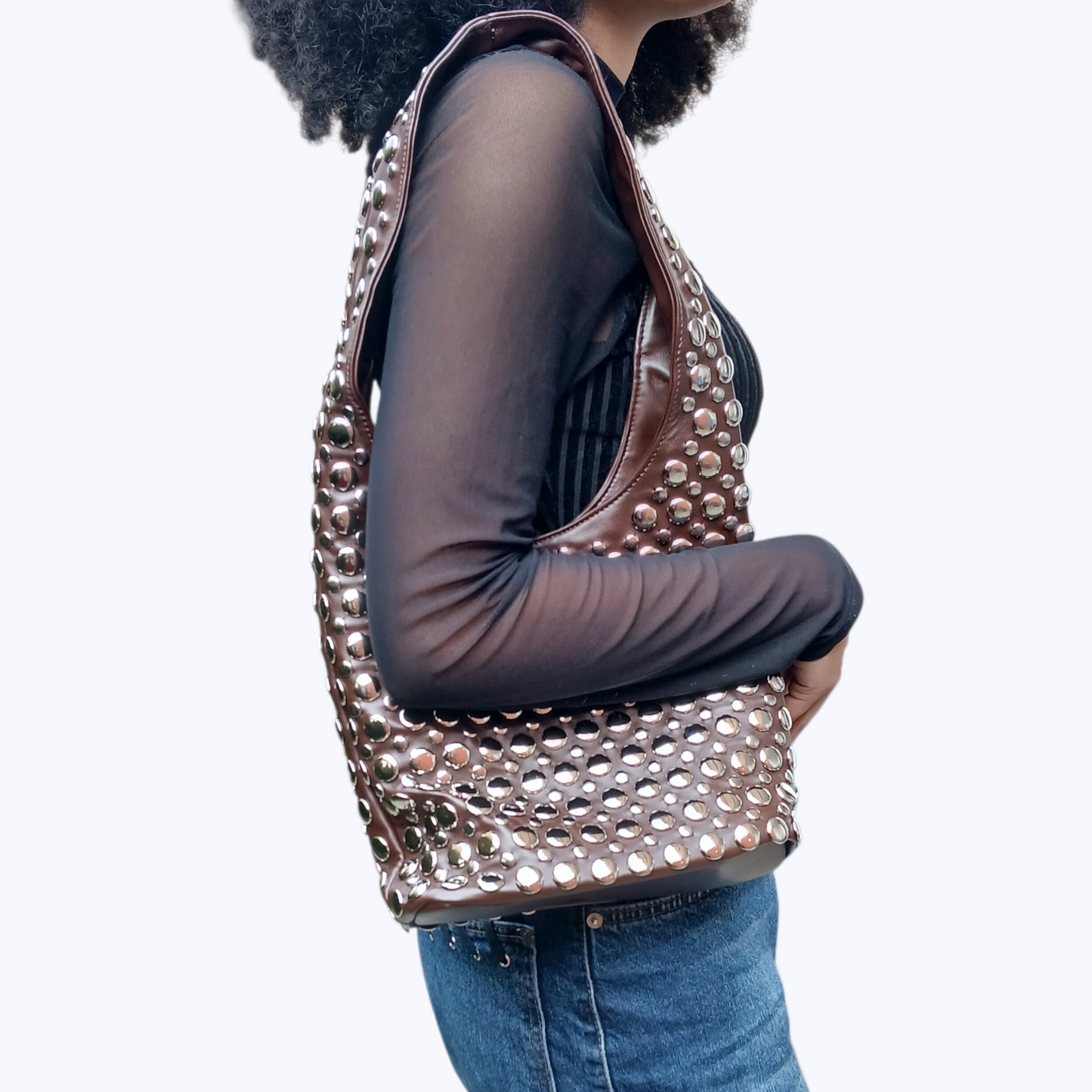 Sac JOËLLA - Besace Clouté Camel