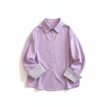 Chemisier Compassion Parme - Coupe droite - manches avec fine rayure élégant