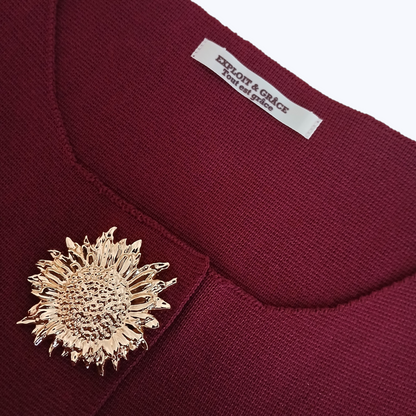Cardigan Grâce Bordeaux à Boutons Dorés