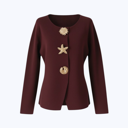 Cardigan Grâce Bordeaux à Boutons Dorés