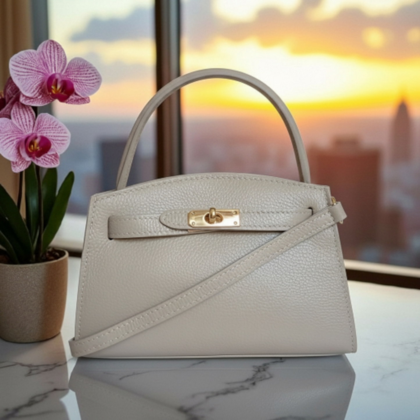 Sac Sérénité Beige - cuir de Vachette Italien