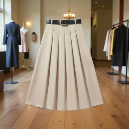 Jupe Allégresse beige, avec ceinture - Made in Italy