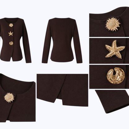 Cardigan GRÂCE choco- Boutons Dorés