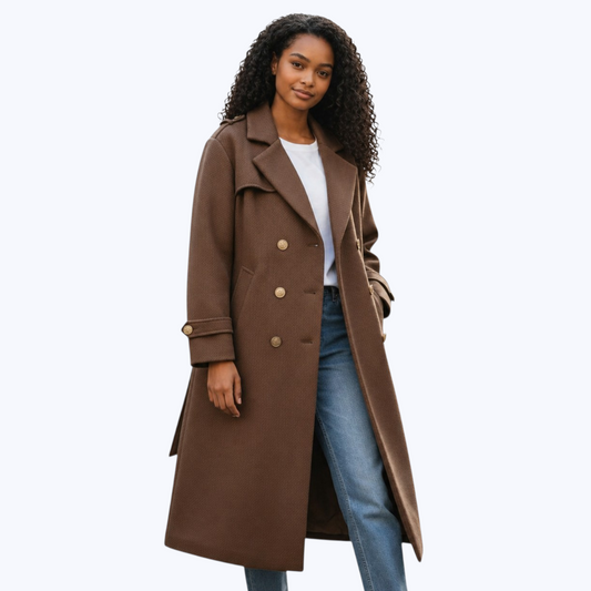 Manteau Trench JOSEPHA Marron - Made in Italy