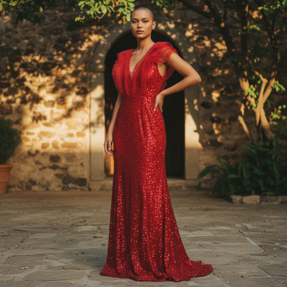 Robe Amour vrai rouge - Manche volant