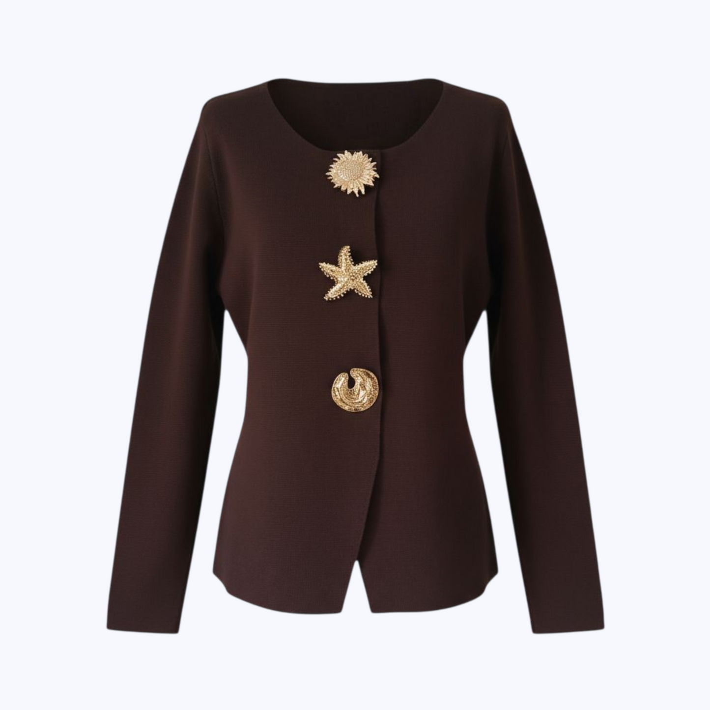 Cardigan Grâce choco- Boutons Dorés