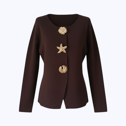 Cardigan Grâce choco- Boutons Dorés