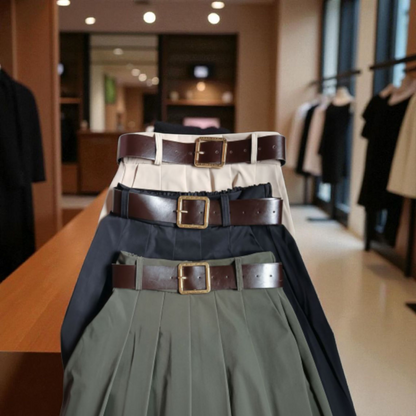 Jupe Allégresse beige, avec ceinture - Made in Italy