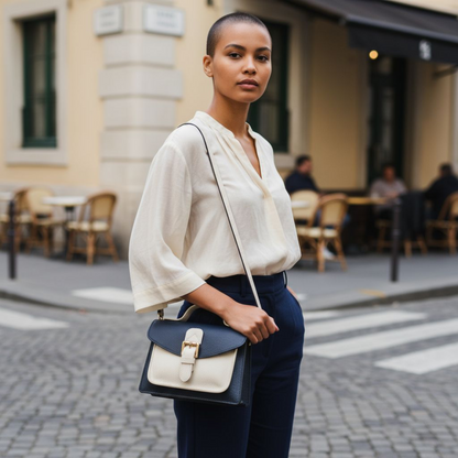 Sac Abondance Bicolore en Cuir de Vachette - Made in Italy