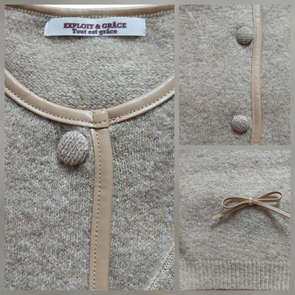 Cardigan GRACIELLA Taupe - avec Nœuds