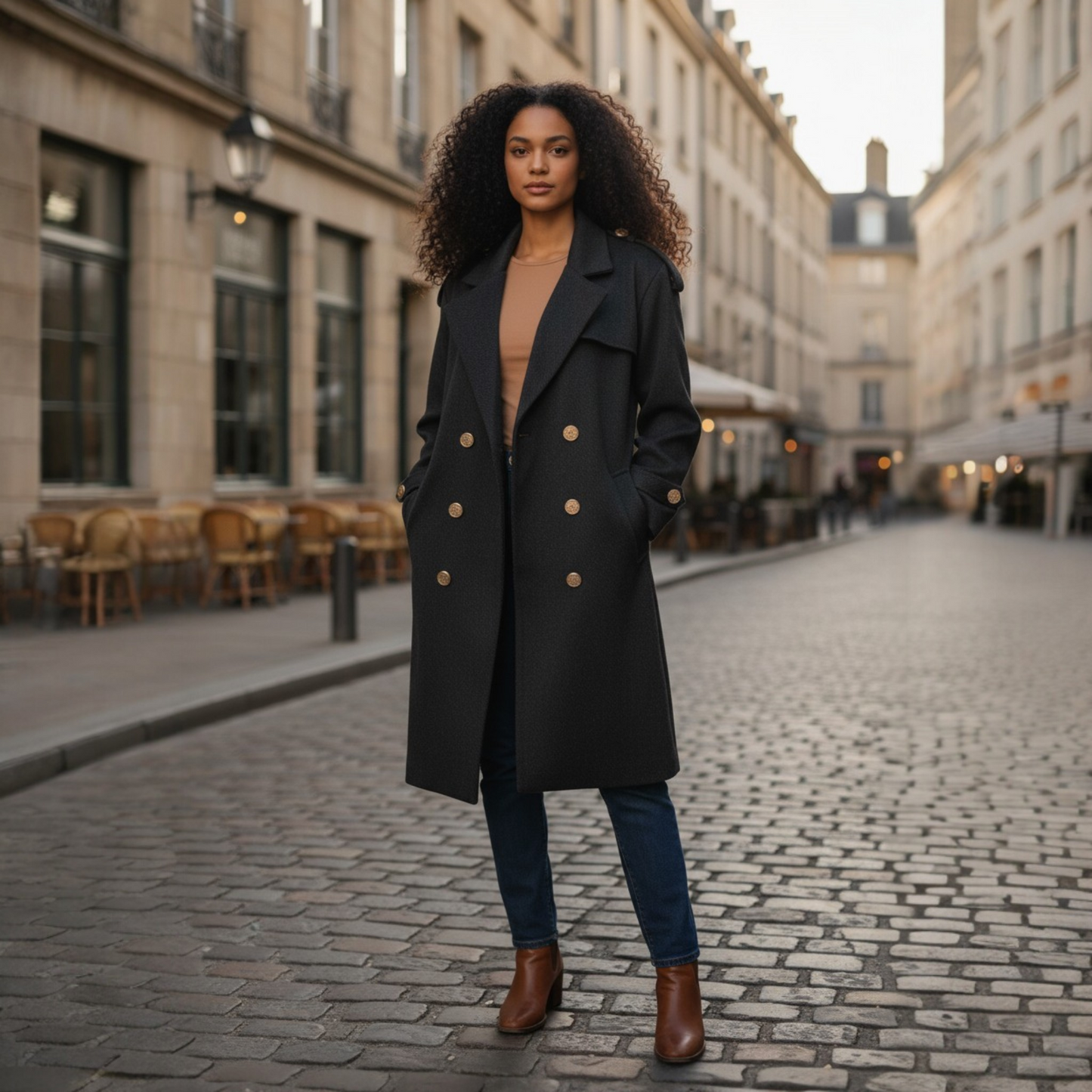 Manteau Trench JOSEPHA Noir - Made in Italy