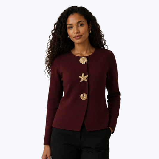 Cardigan GRÂCE Bordeaux à Boutons Dorés