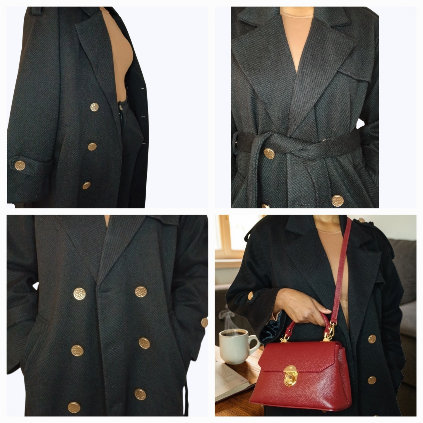 Manteau Trench JOSEPHA Noir - Made in Italy