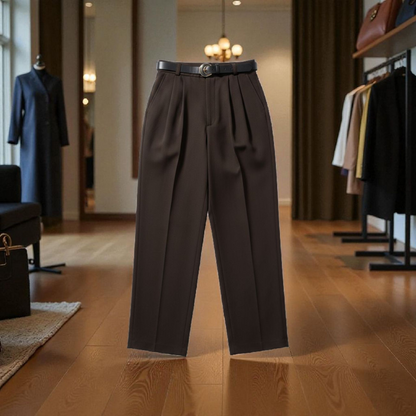 Pantalon Lune Choco - Taille haute avec Ceinture - Détails Dorés