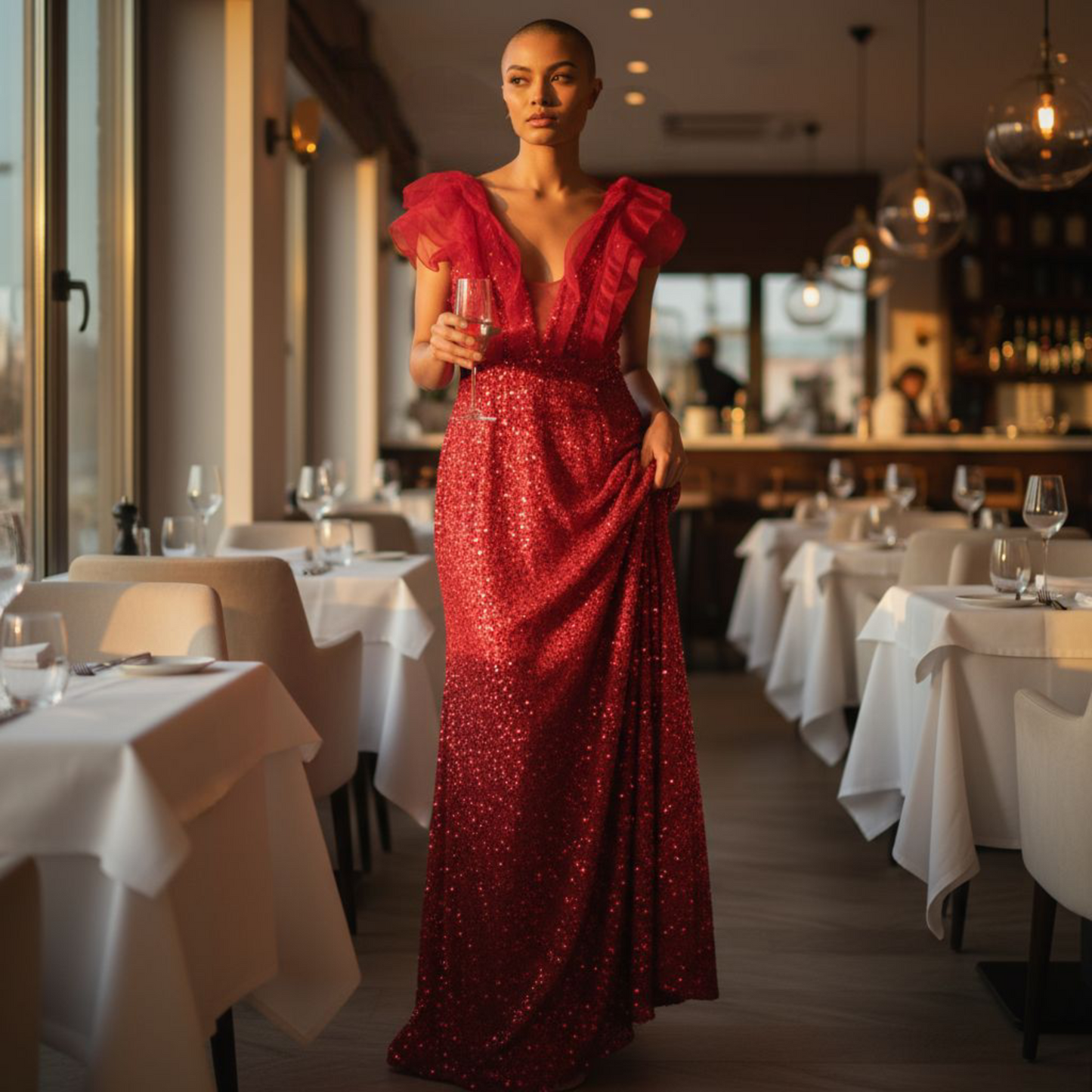 Robe Amour vrai rouge - Manche volant