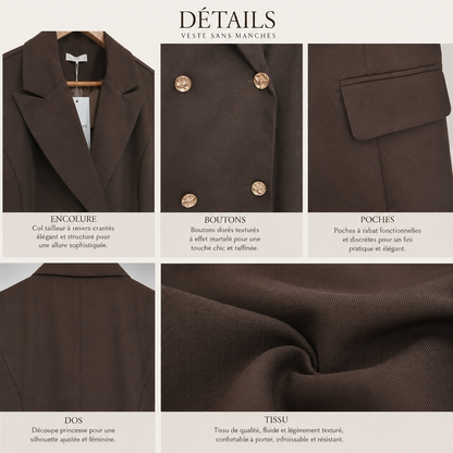 Veste Rebecca Sans Manches – Chocolat