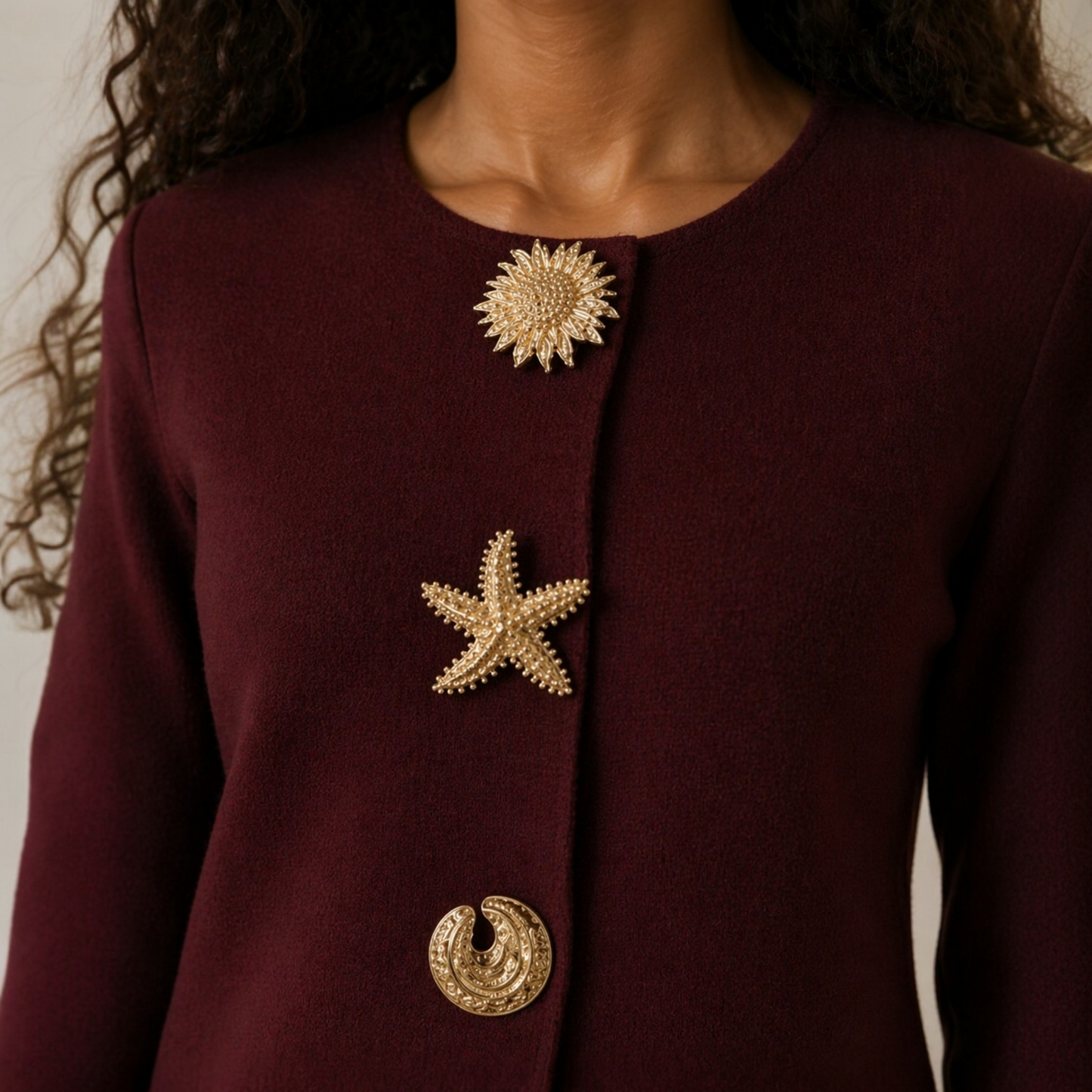 Cardigan GRÂCE Bordeaux à Boutons Dorés