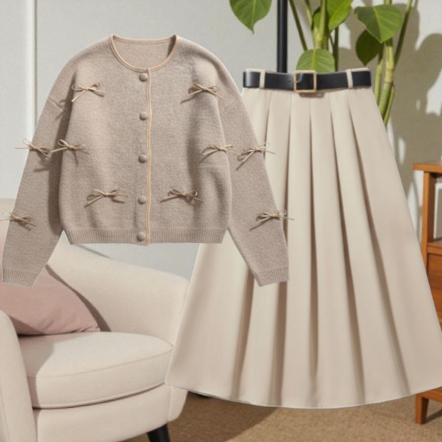 Cardigan Bonheur à Nœuds Décoratifs - Mélange Premium