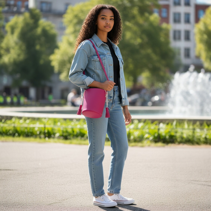 Sac ISANE Fuchsia - Cuir de Vachette Italien