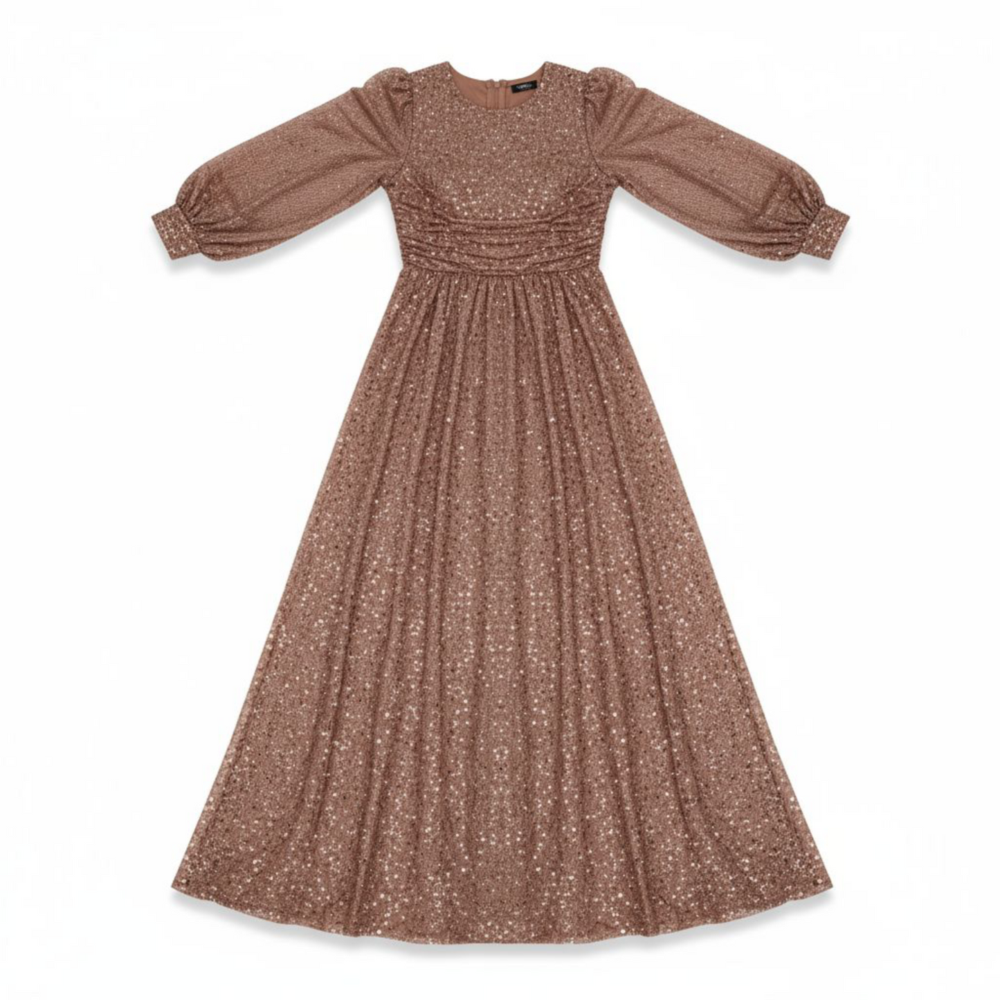 Robe Faveur de Dieu - Longue à Paillettes - Manches Transparentes - Élégance Intemporelle