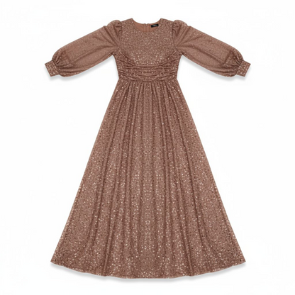 Robe Faveur de Dieu - Longue à Paillettes - Manches Transparentes - Élégance Intemporelle