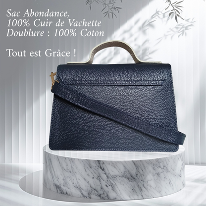 Sac Abondance Bicolore en Cuir de Vachette - Made in Italy
