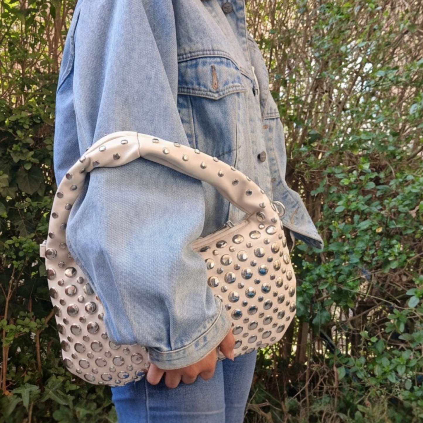 Sac Joëlla - Hobo Beige à Détails Argentés
