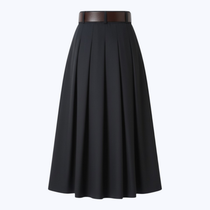 Jupe AZAËLLE Noire, avec ceinture - Made in Italy