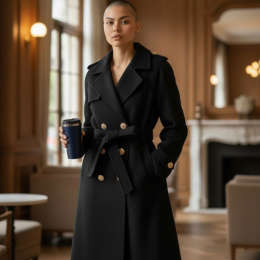 Manteau la Paix de Dieu Noir - Long Oversize - Made in Italy