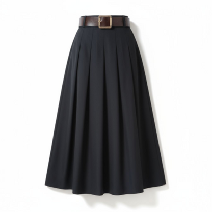 Jupe Allégresse Noire, avec ceinture - Made in Italy