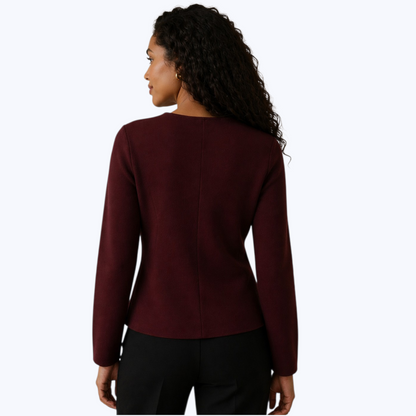 Cardigan GRÂCE Bordeaux à Boutons Dorés