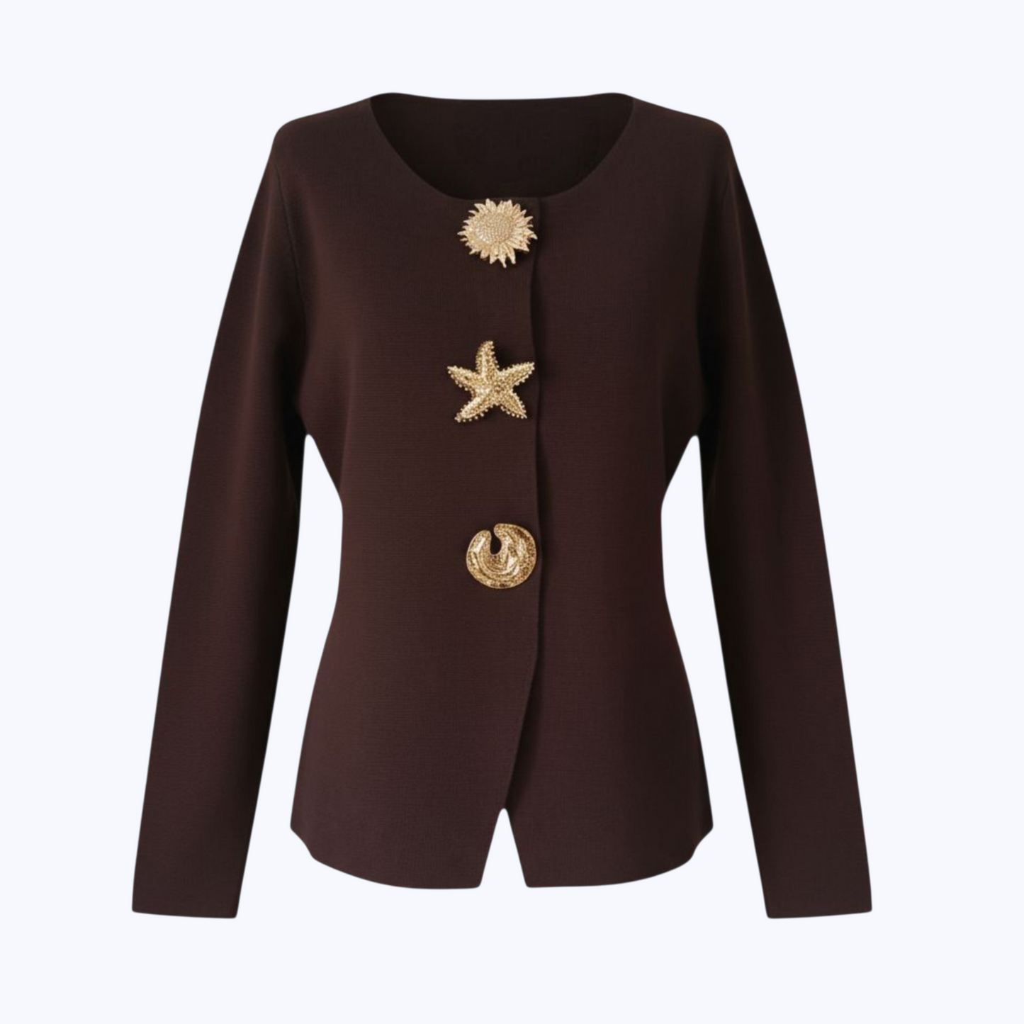 Cardigan GRÂCE choco- Boutons Dorés