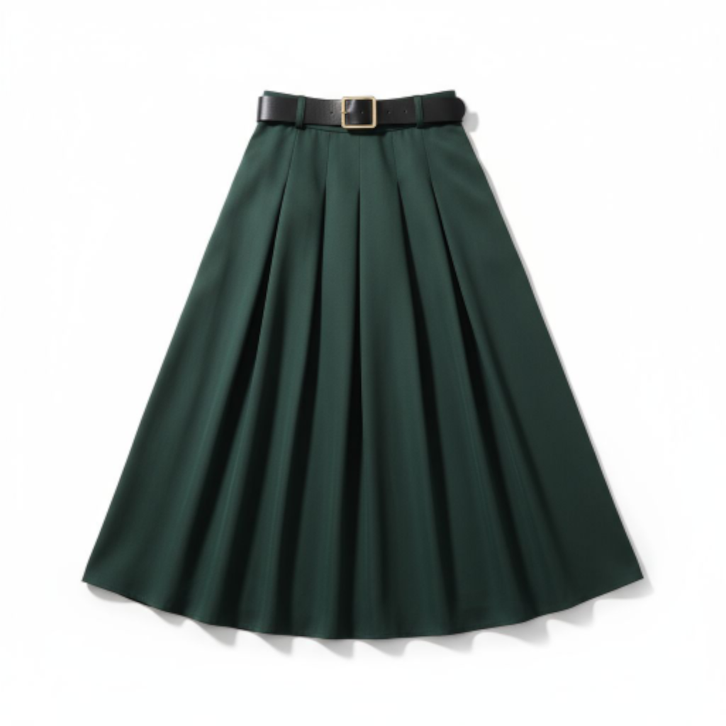 Jupe Allégresse Kaki, avec ceinture - Made in Italy