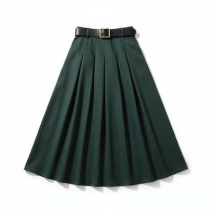 Jupe Allégresse Kaki, avec ceinture - Made in Italy