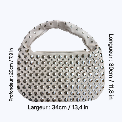 Sac JOËLLA - Hobo Beige à Détails Argentés