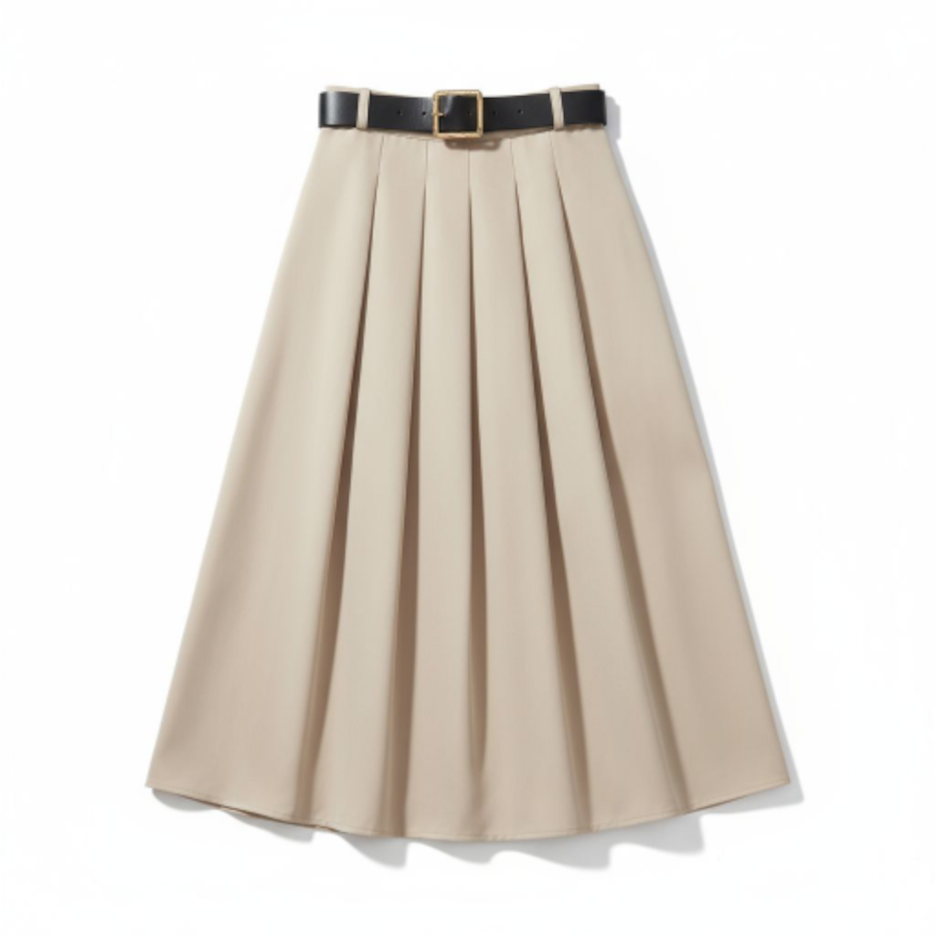Jupe Allégresse beige, avec ceinture - Made in Italy