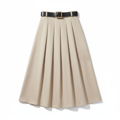 Jupe Allégresse beige, avec ceinture - Made in Italy